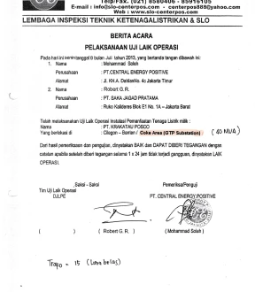 Electrical Certificate Work  Cilegon  Banten Indonesia